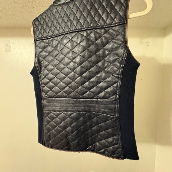 Fate Navy and Brown leather Quilted Vest - Picture 4 of 12